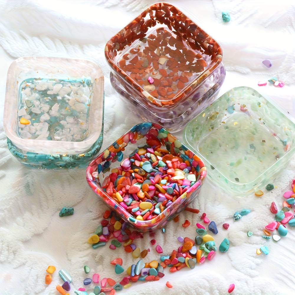 Random Color Resin Crystal Broken Stone Square Bowl